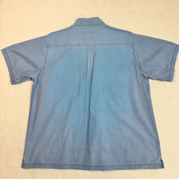 Vintage Penmans Men's L Polo Dress Shirt Light Blue Button Up Short Sleeve - Picture 12 of 12